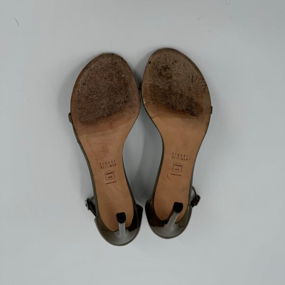 Stuart Weitzman Iconic Nudistsong Ankle Metallic Leather Strappy High Heel Sanda - Picture 5 of 10